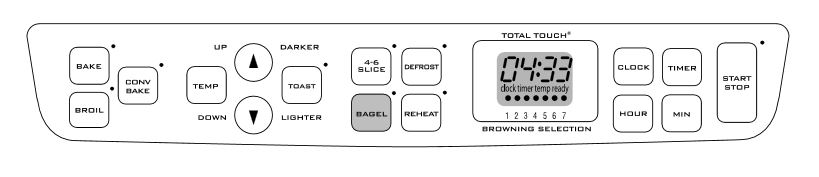 cusinart tob 195 touchpad controls