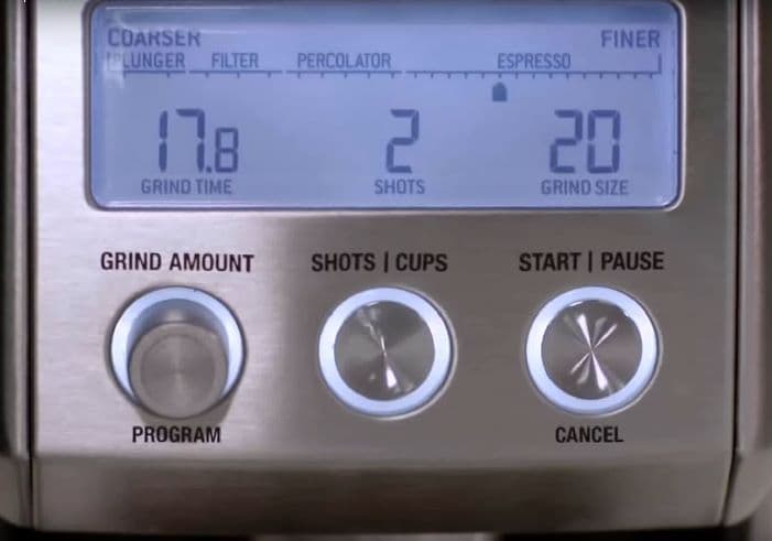 Breville Smart Grinder Pro Control Panel