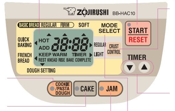 zojirushi bbhac10 control panel