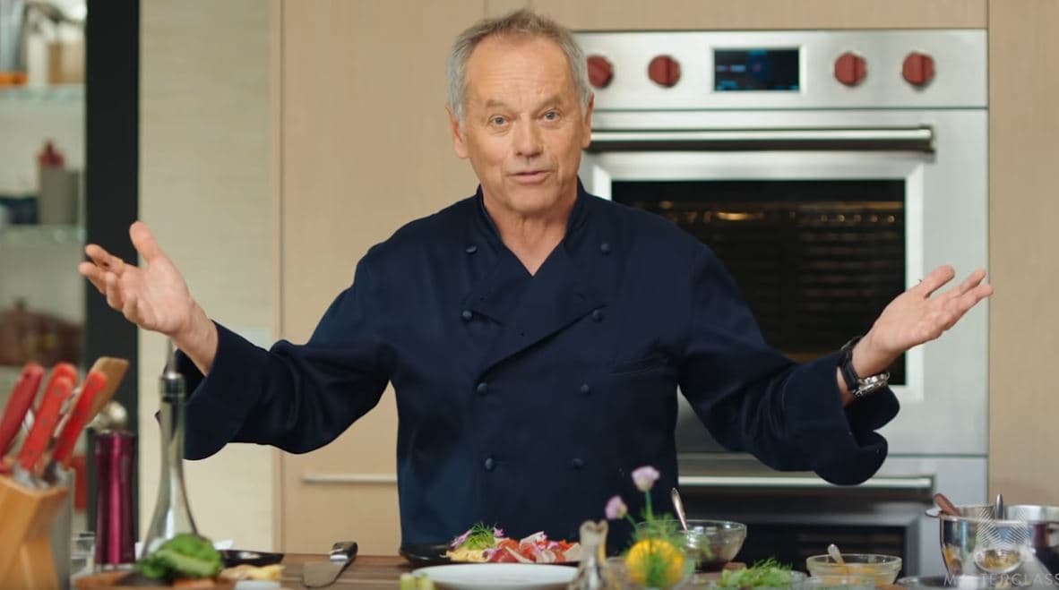 Wolfgang Puck in his kitchen