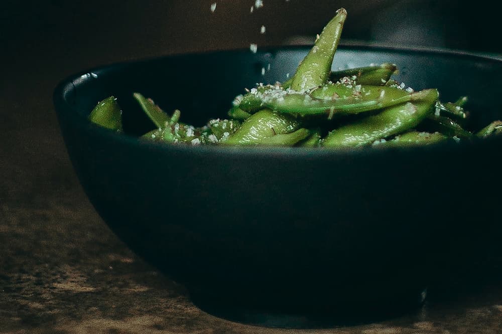 reheated edamame in a bowl