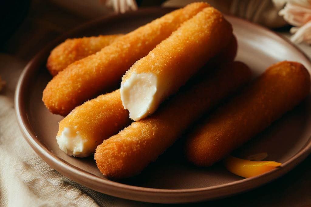 reheated mozzarella sticks on plate